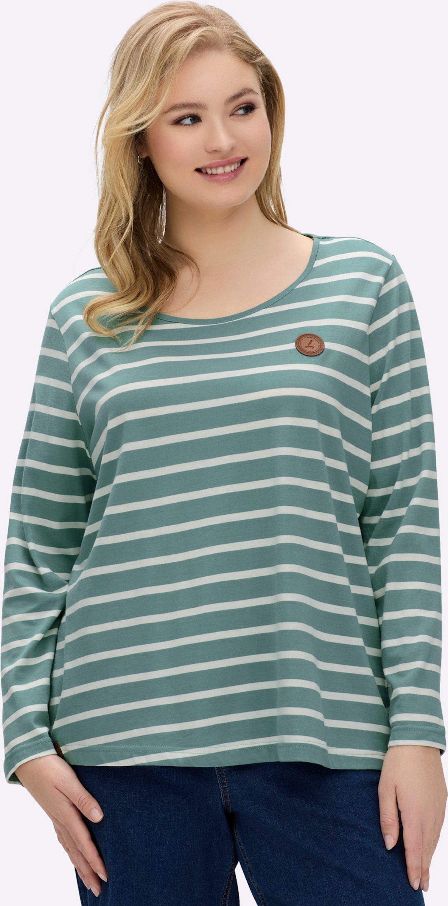 Thumbnail - Sheego Ringelshirt mit Lederimitat-Patches