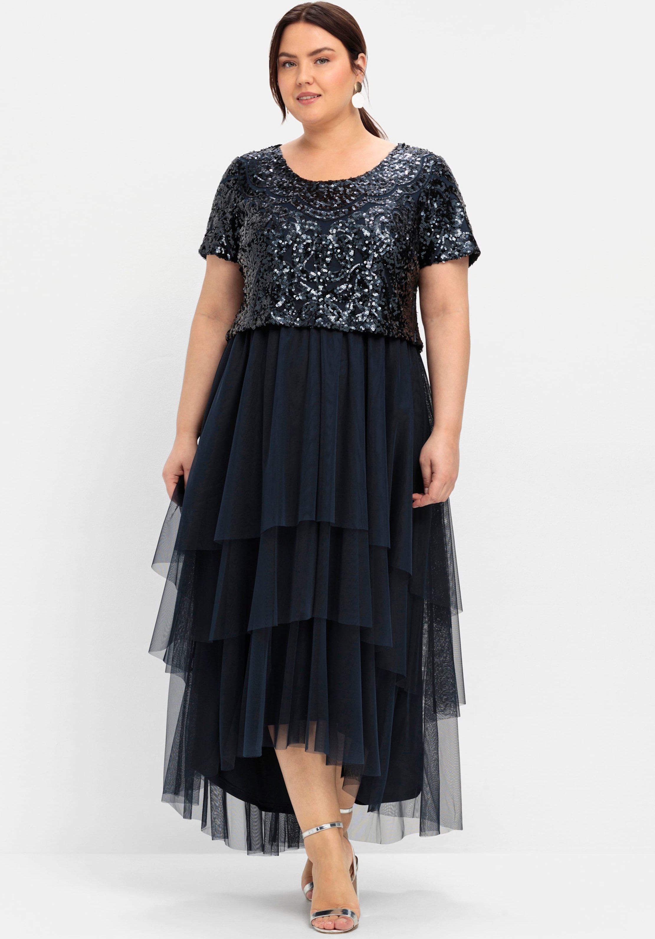 Sheego Abendkleid mit Paillettenoberteil