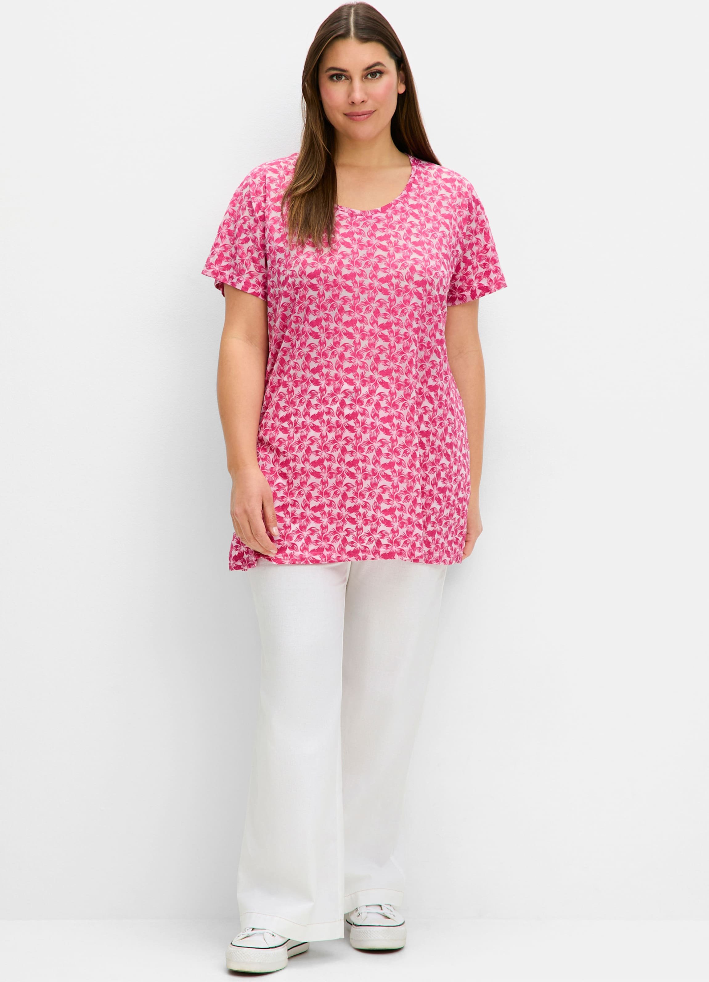 Sheego Kurzarmshirt mit Ausbrenner-Muster