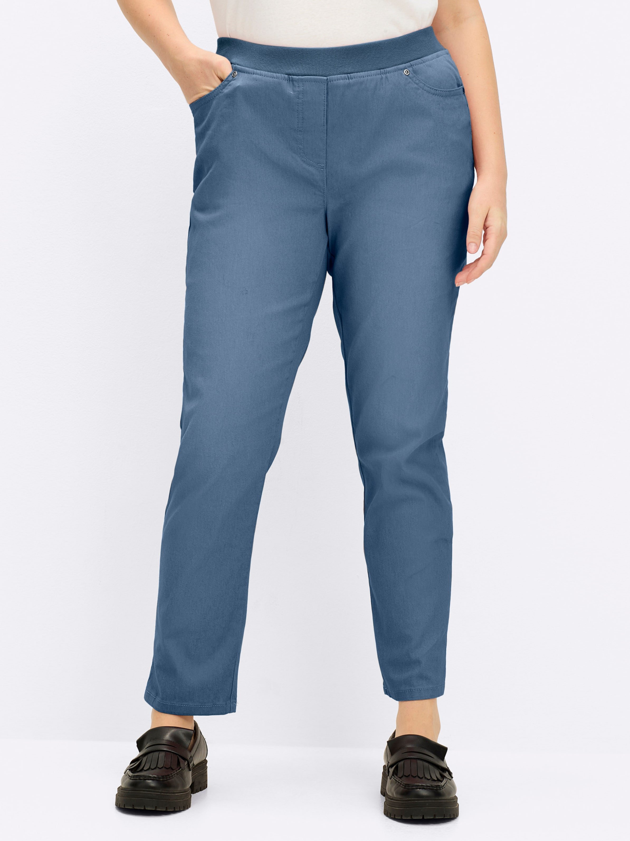 Sheego Schlupfjeans mit geripptem Strick-Dehnbund