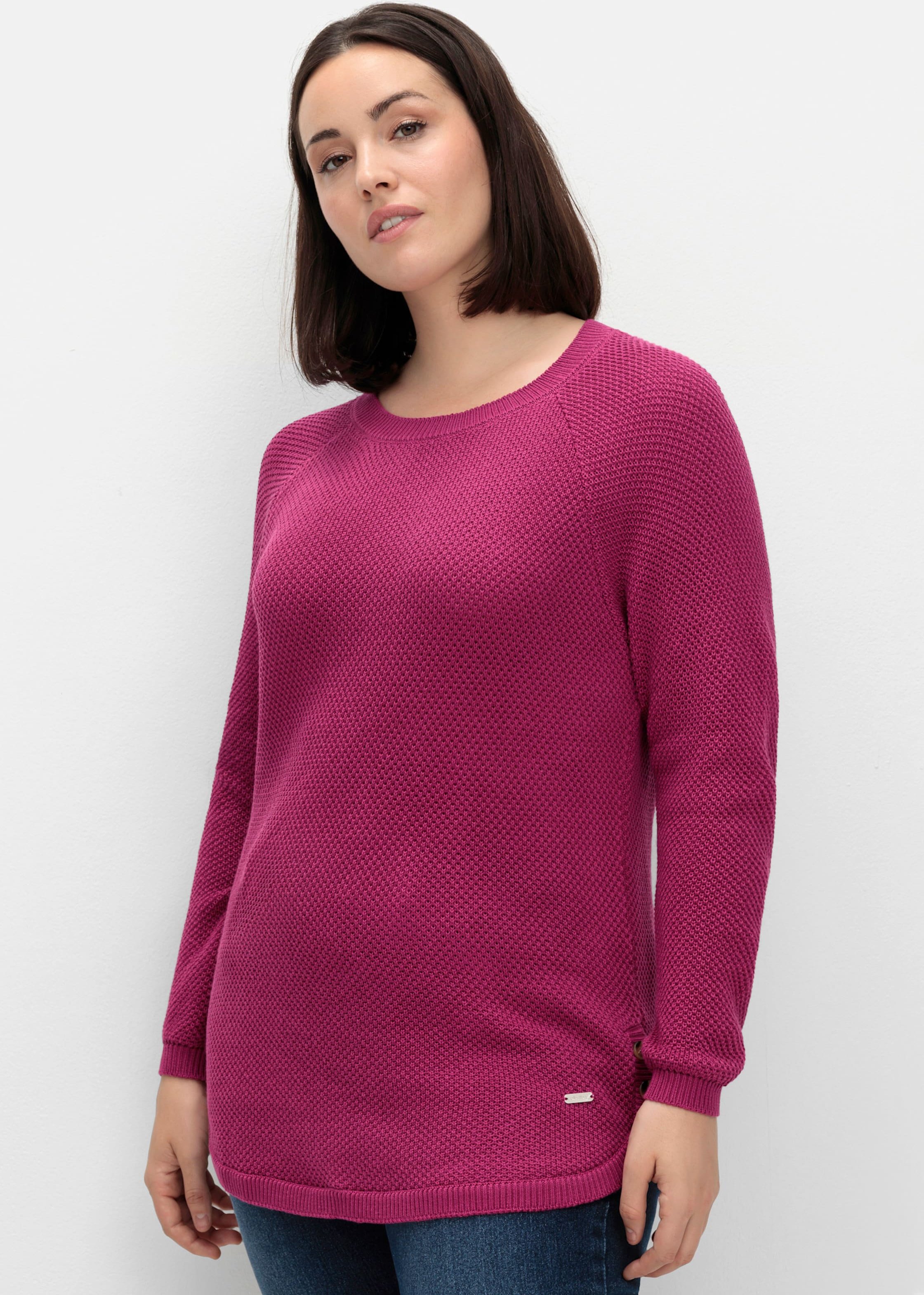 Sheego Rundhalspullover mit abgerundetem Saum