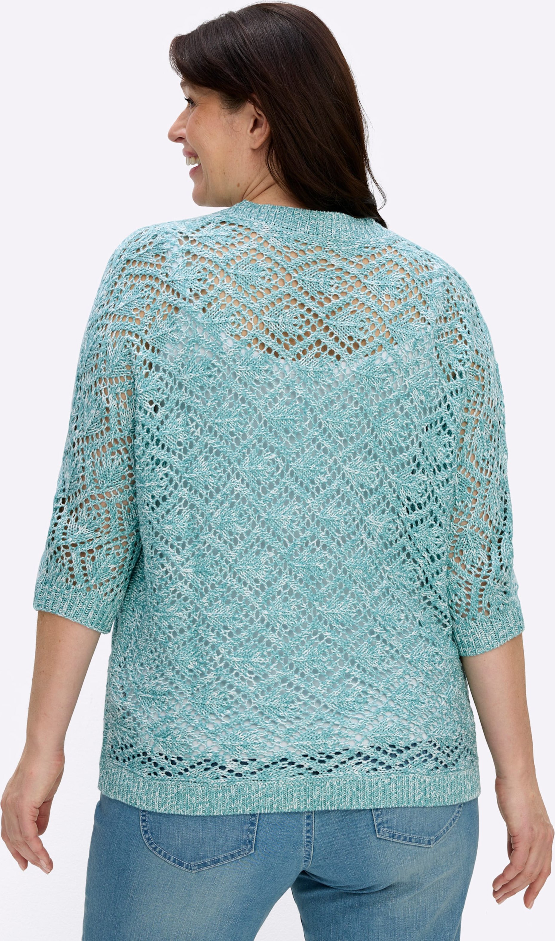 Sheego Ajourstrickjacke mit Fledermaus-Ärmeln