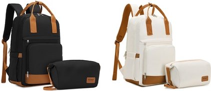 Multi-Fach Laptop Rucksack mit USB-Ladeanschluss: Creme-Braun