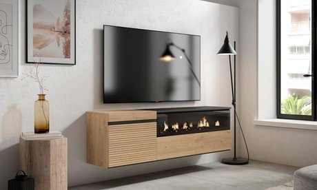TV-Schrank: TV-Schrank 150 / mit Elektro-Kamin / zum Aufhängen