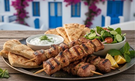 Für 4 Personen: Griechisches 3-Gänge-Menü