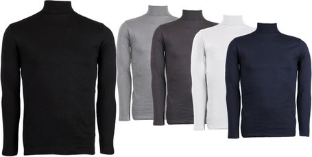 Rollkragenpullover für Herren: 1x Schwarz + 1x Blau + 1x Dunkelgrau + 1x Hellgrau + 1x Weiß / XL-XXL / 5