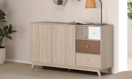 Sideboar „Maia” mit 2 Türen und 4 Schubladen in Brauntönen