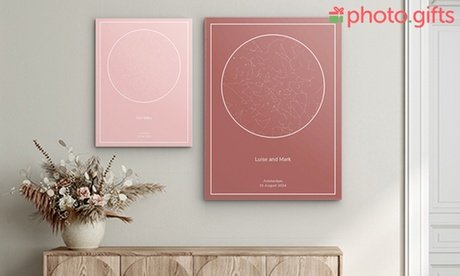 40 x 30 cm: 1x personalisierte Sternenkarte auf Fotoboard (zzgl. 6 90 € Versand)