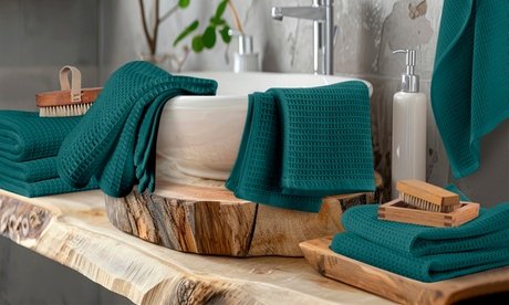 5er-Set Handtücher aus Baumwolle: Creme