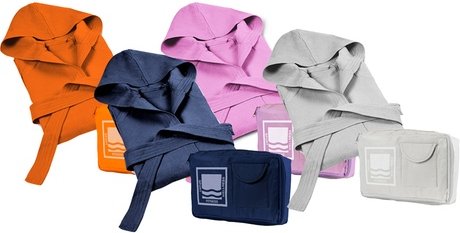 Mikrofaser-Bademantel mit Kapuze: Hellgrau / Gr. L