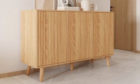 Sideboard Renzo mit geriffelten Türen in Eiche Alba 120 cm
