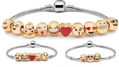 Emoji-Charm-Armband: Charm-Armband mit 10 Emojis / 1