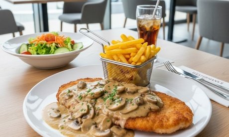 Inkl. Softgetränk: Jägerschnitzel vom Schwein oder Hähnchen oder inkl. Salat für 1 Person (einlösbar im Stammhaus Lünen)