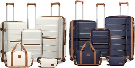 5-tlg. Reisegepäck-Set mit Koffern Reisetasche und Kulturbeutel: Schwarz-Braun