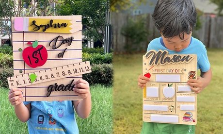 2x Personalisierbares Einschulungsschild für Schulkinder aus Holz (Versandkosten nicht inklusive)