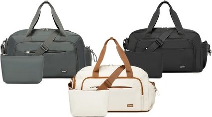 Wasserabweisende Reisetasche mit Kulturbeutel: Beige-Braun