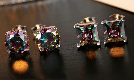 Ohrstecker mit Zirkonen: Rund