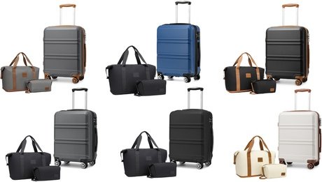 Kono Kabinen-Koffer inkl. Reisetasche und Kulturbeutel: Navy