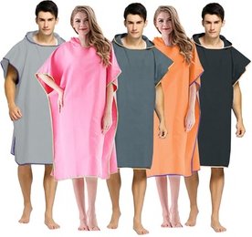 Blu Apparel Mikrofaser Bademantel / Strandponcho zum Wechseln: Grau