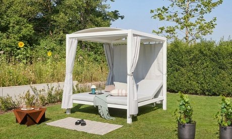 Home Deluxe Sonnenliege mit Pavillon für den Außenbereich