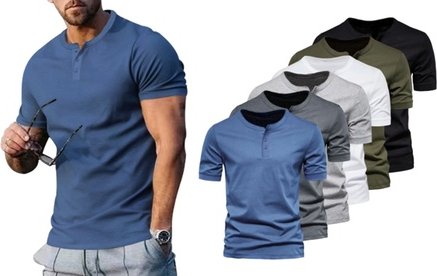 Herren T-Shirt: 2 / Blau + Schwarz / Gr. M