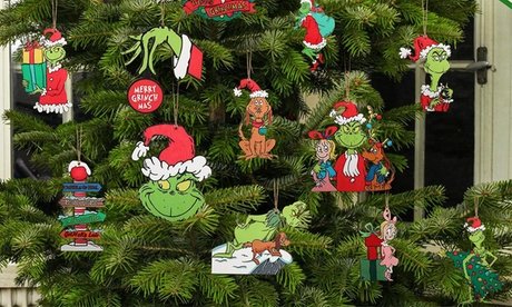 24er-Pack Grinch-inspirierter Christbaumschmuck