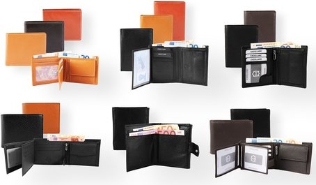 Geldbörse: 1 / Schwarz / Excellanc Hochformat Geldbörse Leder 12 x 9 cm