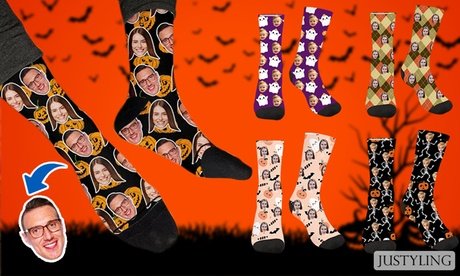 Personalisierbare Socken mit eigenem Foto im Halloween-Design (exkl. Versandkosten)