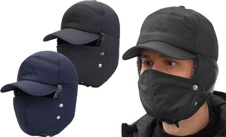 Wintermütze mit abnehmbarer Maske: 2 / Schwarz + Schwarz