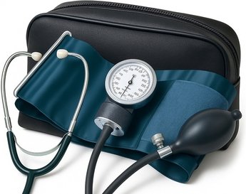 Manuelles Blutdruckmessgerät mit Pumpe und Stethoskop