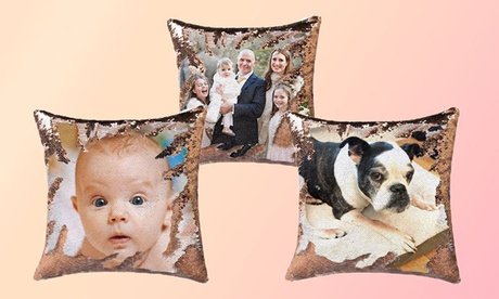 2x Personalisiertes magisches Foto-Paillettenkissen (Versandkosten nicht inklusive)