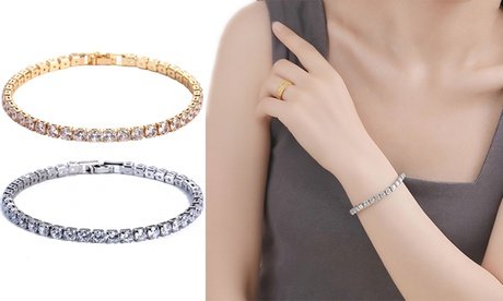 Schlichtes Tennisarmband mit Zirkonia-Kette: S