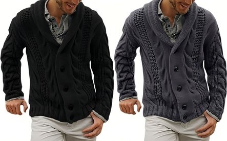 Pullover mit umgeschlagenem Kragen: Schwarz / 3XL