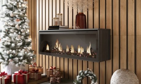 LED-Elektrokamin: Betongrau