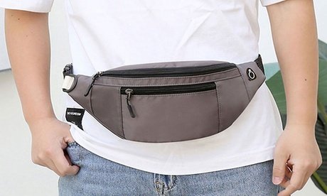 Unisex Gürteltasche mit Kopfhöreranschluss: Grau