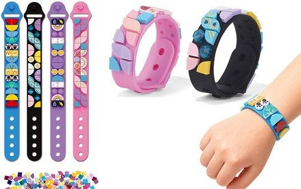 Kreatives DIY-Armband-2-er-Set mit bunten Bausteinen: Rosa und Schwarz