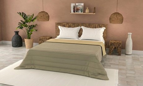 Zweifarbige Sommerdecke „Basic“ 100 % Mikrofaser Öko-Tex: 160 x 240 cm / Beige-Gelb