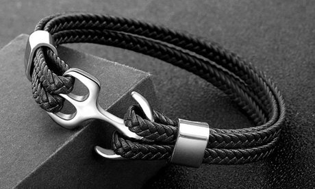 Herren-Armband mit Anker-Motiv: Silber / 1