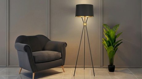 Home Delux Stehlampe LUNA in Schwarz/Gold
