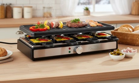 Raclette-Grill für 8 Personen in Schwarz