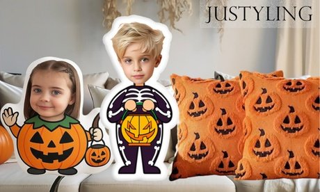 Personalisierbares Kissen mit eigenem Foto oder vorgefertigte Designs mit Halloween-Motiv (exkl. Versandkosten)