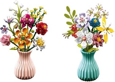Blumenstrauß-Bausteinset mit Vase: Stil 2