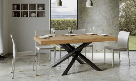 Esstisch: Weiß-Esche / 180-440 cm