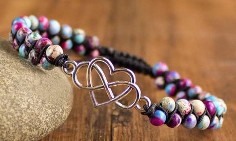 Jaspis-Armband mit Herz-Anhänger: 1 / Unendlichkeitszeichen