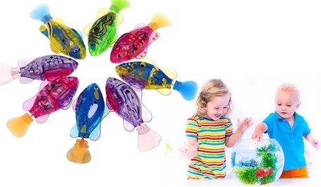 LED-Roboterfischspielzeug: 4 / Blau + Lila + Gelb + Rosa