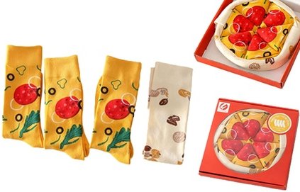 4er-Set Socken im Pizza-Design für Damen