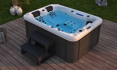 Home Deluxe Outdoor Whirlpool BEACH: mit Treppe und Thermoabdeckung
