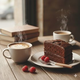 Für 1 Person: Heißgetränk & Stück hausgemachter Kuchen (Mo.-Fr.)