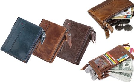 Lederbrieftasche: 2 / Marineblau + Dunkelbraun