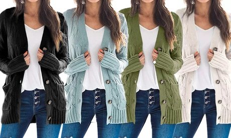 Cardigan: 2 / Schwarz & Ivory / Gr. 2XL